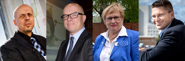 De fyra som svarade på frågorna var Göran Honga (direktör för Vasa sjukvårdsdistrikt), Jukka Kentala (vård- och omsorgsdirektör), Ulla-Maj Wideroos (riksdagsledamot, SFP) och Mikko Ollikainen (projektarbetare).